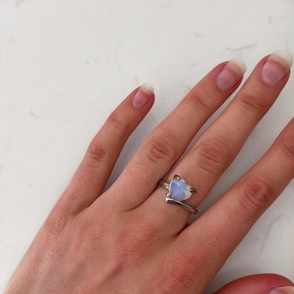 2pcs set - light blue/clear stone silver rings 🦋 - Picture 2 of 9